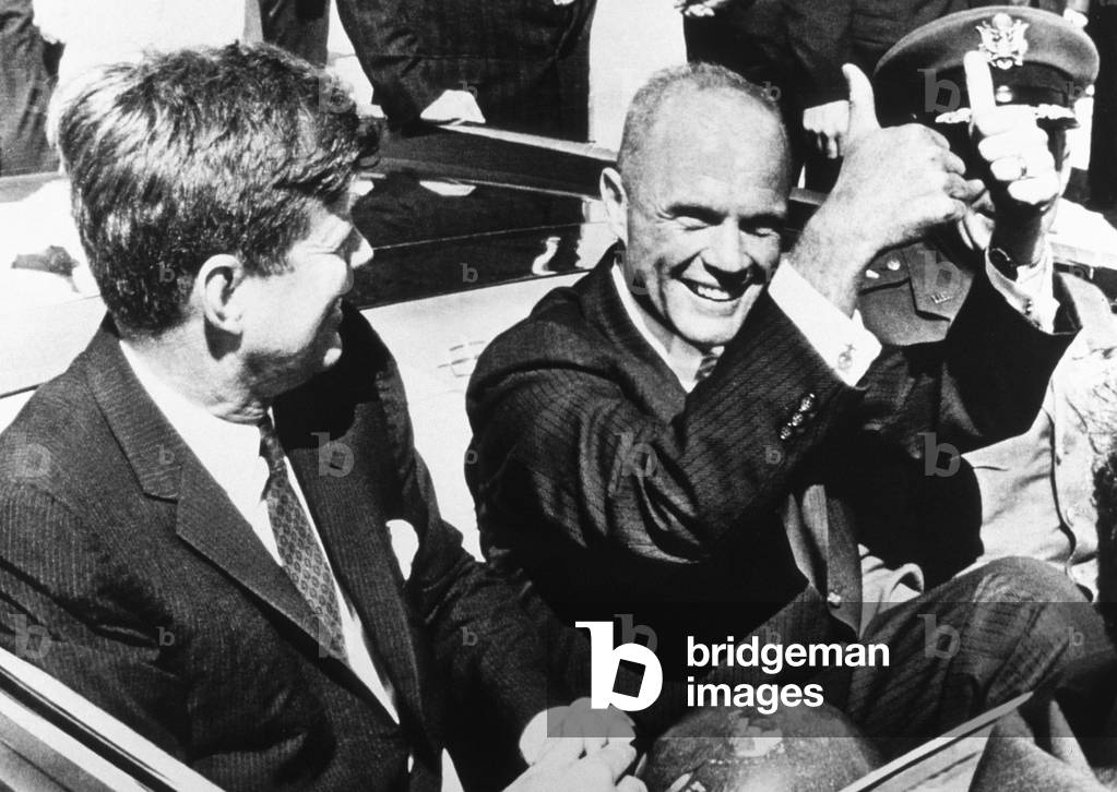 John Fitzgerald Kennedy with astronaut John Glenn in Cap Canaveral february 23, 1962