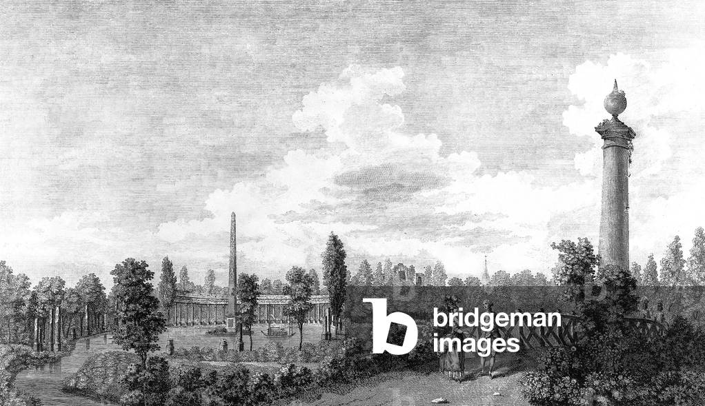 View of the Monceau Public Garden in Paris 18th century