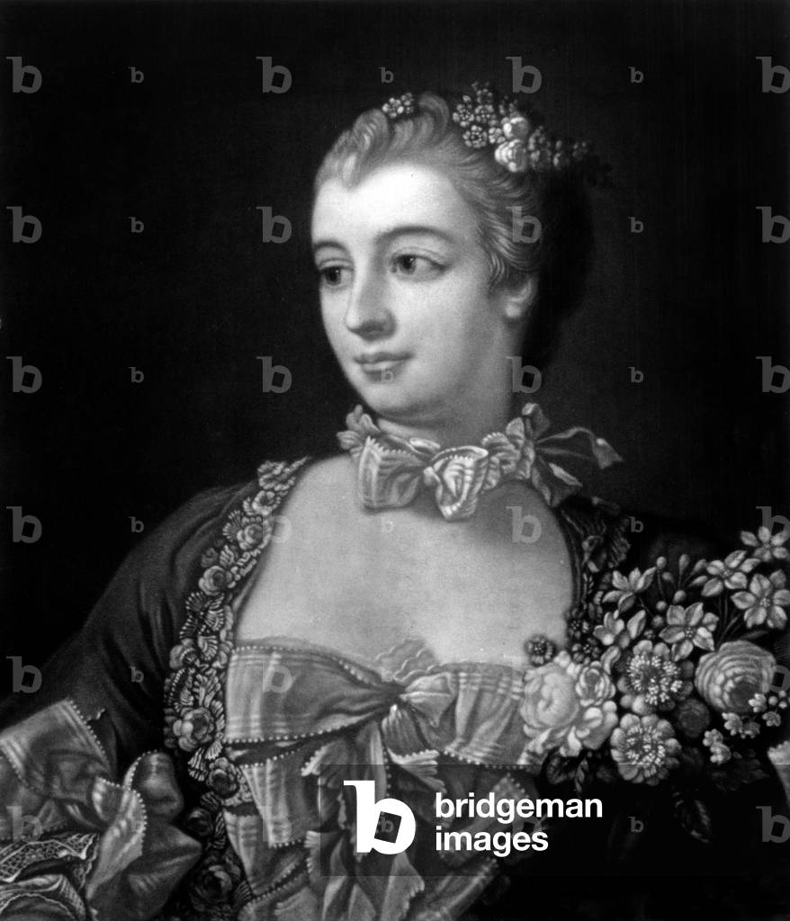 Marquess of Pompadour (1721-1764, born Jeanne Antoinette Poisson) mistress of French king LouisXV, engraving after Francois Boucher c. 1750