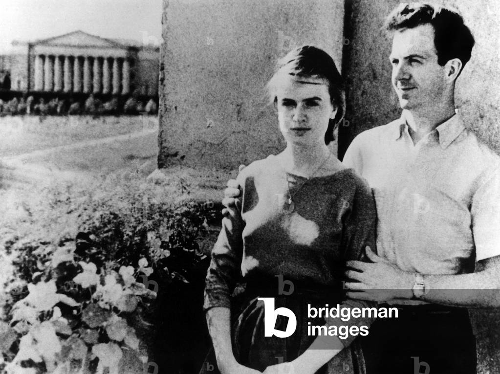 A 1961 photograph made in the Soviet Union shows Lee Harvey Oswald and his bride Marina soon after their mariage in Minsk where Oswald was working in a factury and his wife was a practicing pharmacist he brought his wife to the US the following year photo NARA