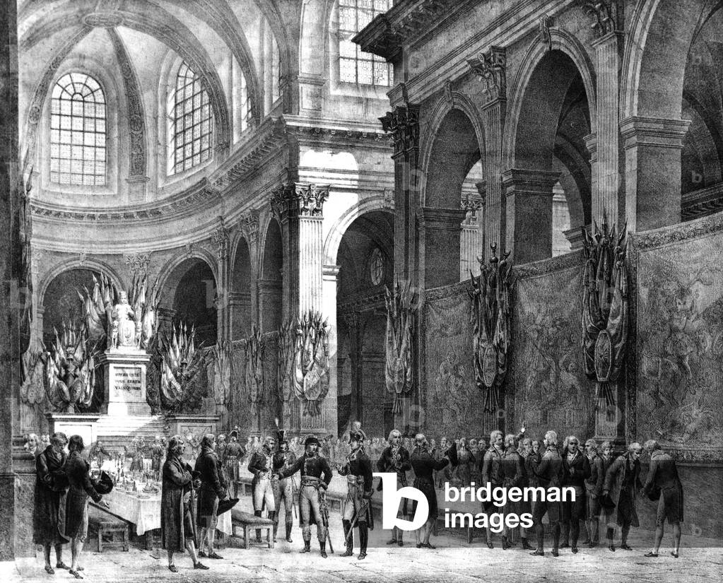 Banquet given for French generals Napoleon Bonaparte and Jean-Victor Moreau on november 6, 1799, engraving par Charles Motte