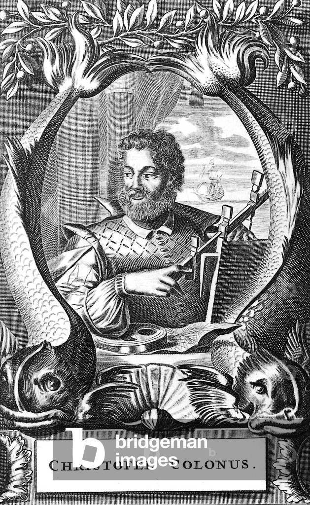 Christopher Columbus (1451-1506) italian sailor discoverer of America in 1492, engraving