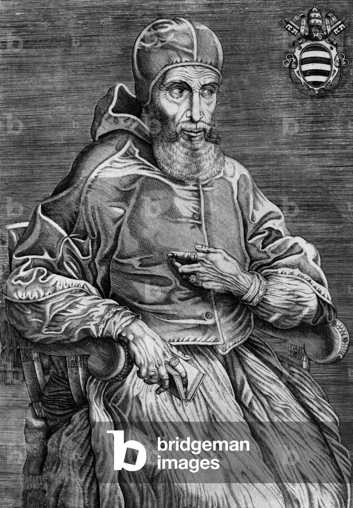 Alexandre Farnese (1468-1550), pope Paul III in 1534-1550, engraving
