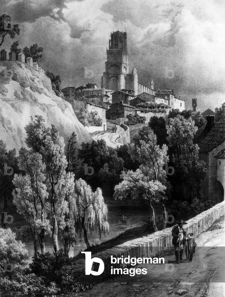 View of the cathedral of Albi, France, engraving, 19th century