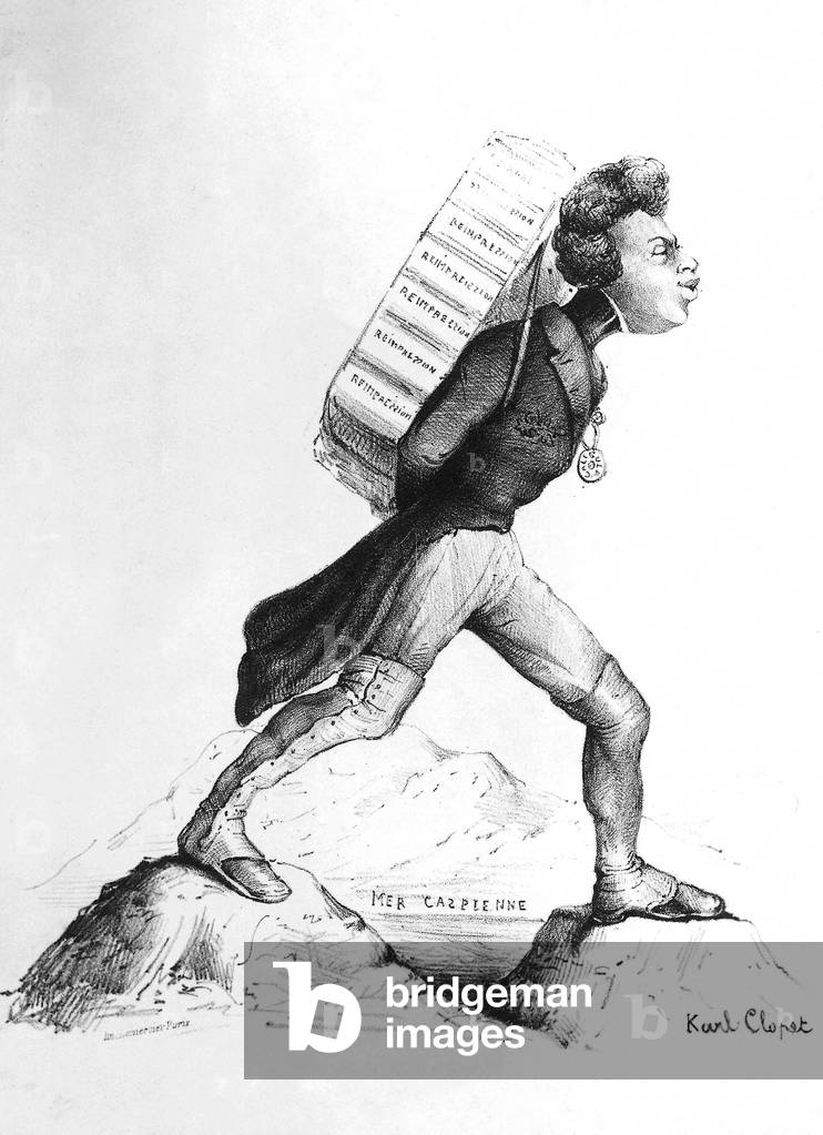 Alexandre Dumas the Elder (1802-1870) French writer, caricature by Karl Clopet