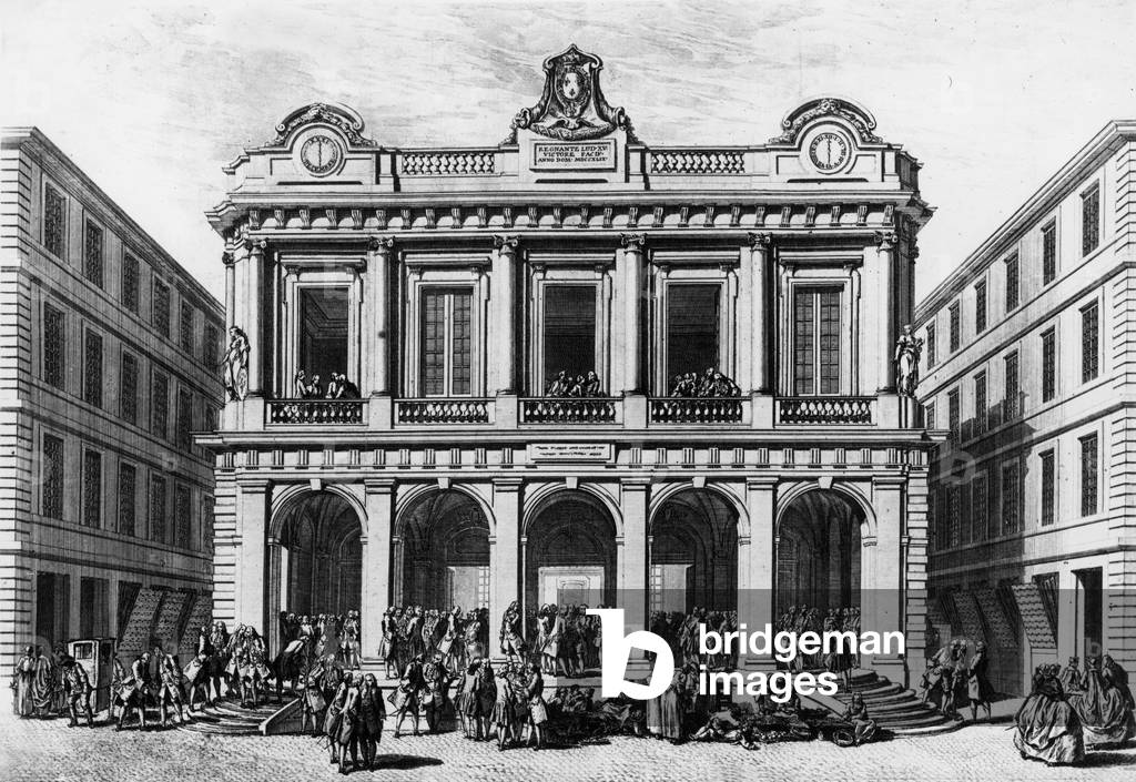 Loge du Change in Lyon (France) built in 1748-1750, architect Germain Soufflot, engraving by Jerome Charles Bellicard (1726-1786)