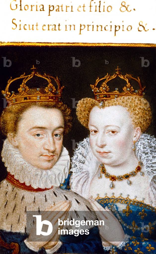 king of Navarre Henri (1553-1610, future king of France Henri IV) and his wife Marguerite of Angouleme, 16th century French manuscript