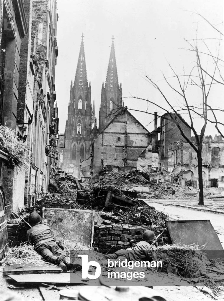 Shelling of Cologne in Germany in march 1945