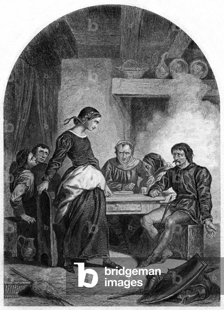 The sergeant in the house of Joan of Arc (1419-1431), engraving from 