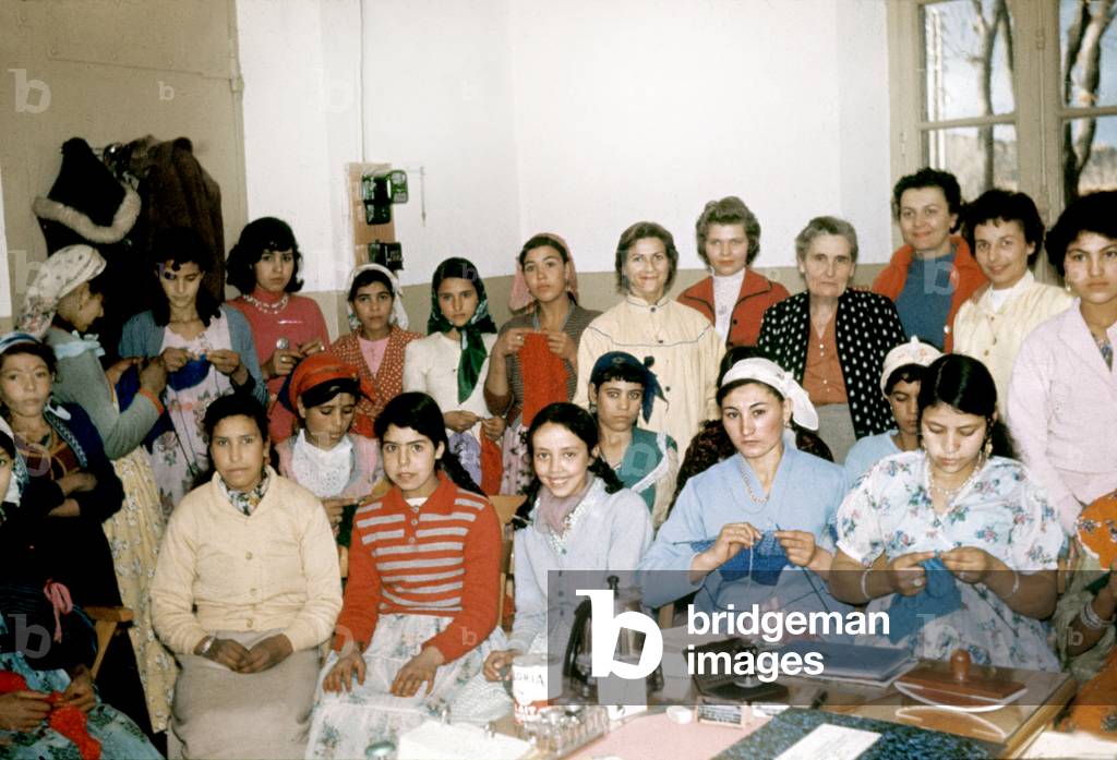 View of a Specialized Administrative Section, set up by the French government in Algeria during the war, as part of the politics of integration of Algeria into France, in order to build facilities, provide health and treatment for the local community, send children to school and reestablish order in the country