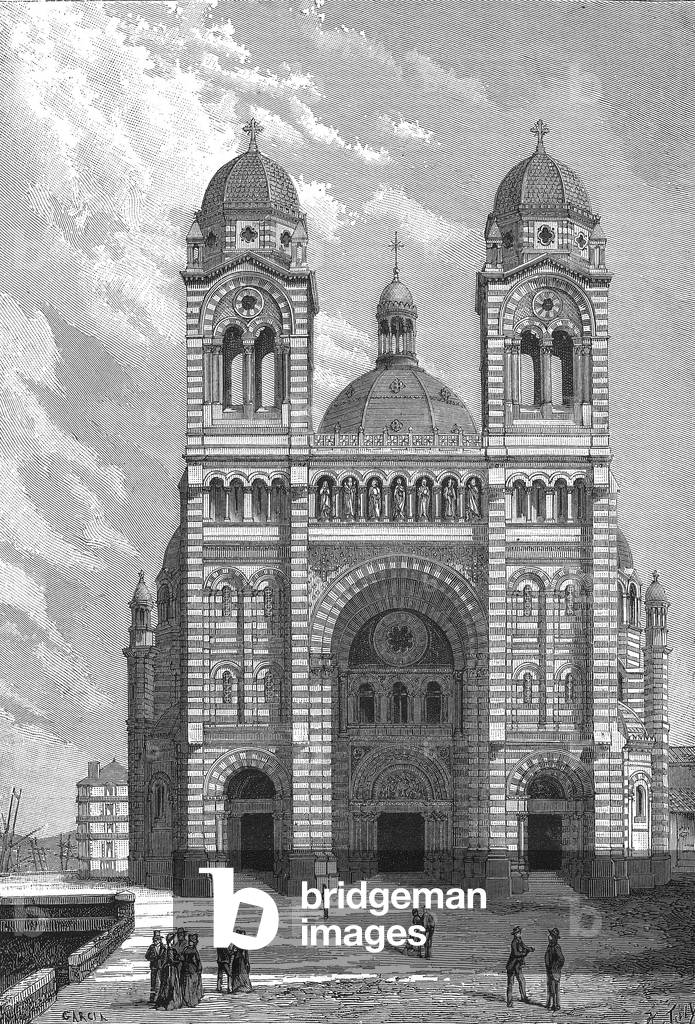the cathedral of Marseille, engraving by Leon Vaudoyer (1803-1872)