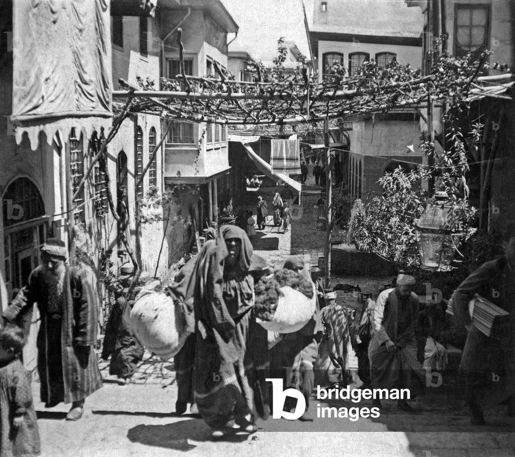 Street scene in Damascus, Syria at the time of the great war