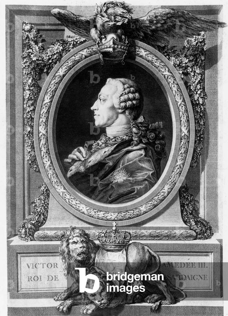 Victor Amedee III (1726-1796) king of Sardinia, prince of Piemont and duke of Savoy in 1773-1796, engraving