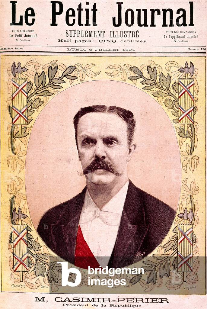 Jean Casimir Perier , French president (1894-1895) , here on frontcover of French newspaper after his election , july 09, 1894
