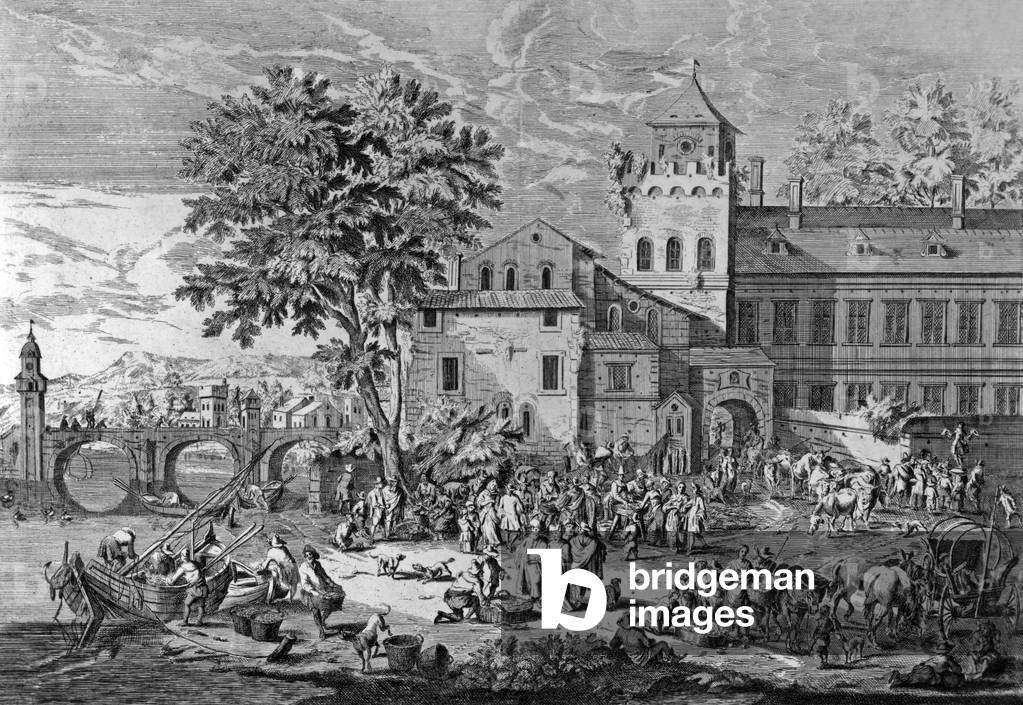 The fair in Bocquier near Arles, France, engraving after Peterus Bout, late 17th century