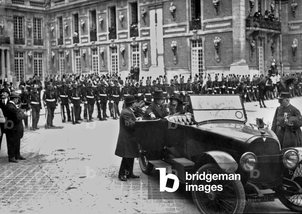Arrival of Paul Painleve in Versailles for signature of Peace Treaty in Versailles France , june 28, 1919
