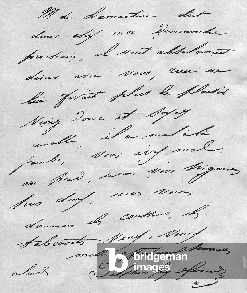 Letter written by Delphine Gay (1804-1855 wife of Emile de Girardin)
