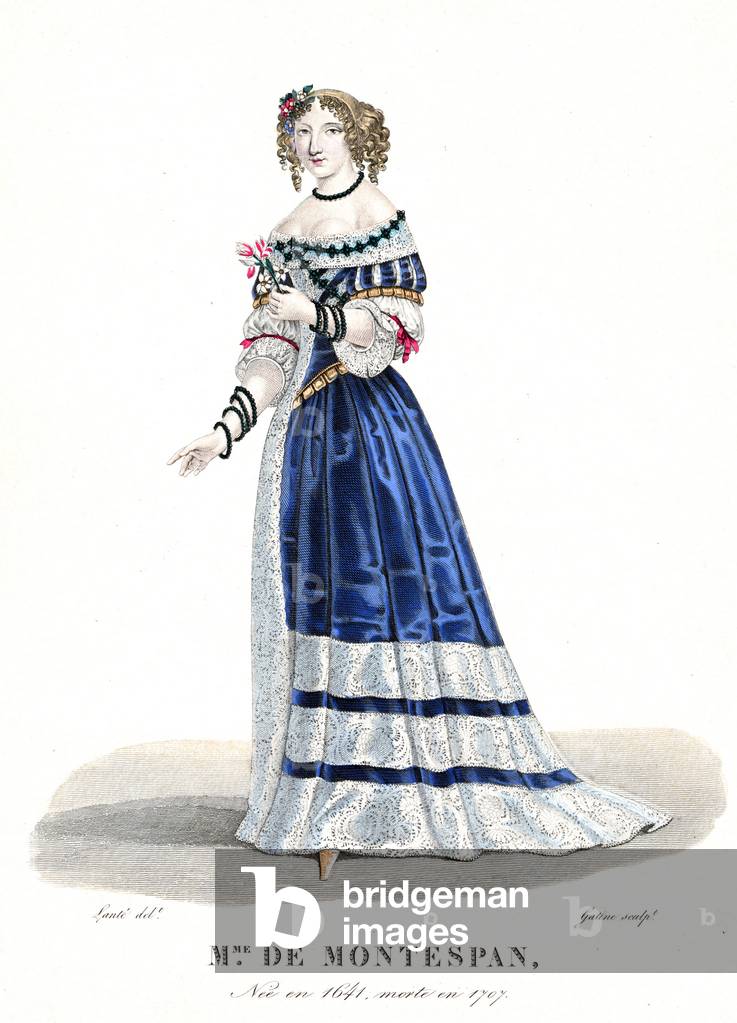 Francoise de Rochechouart de Mortemart marquess of Montespan (1641-1707), said Athenais, mistress of French king LouisXIV, engraving by Gatine after a drawing by Lante, 19thcentury