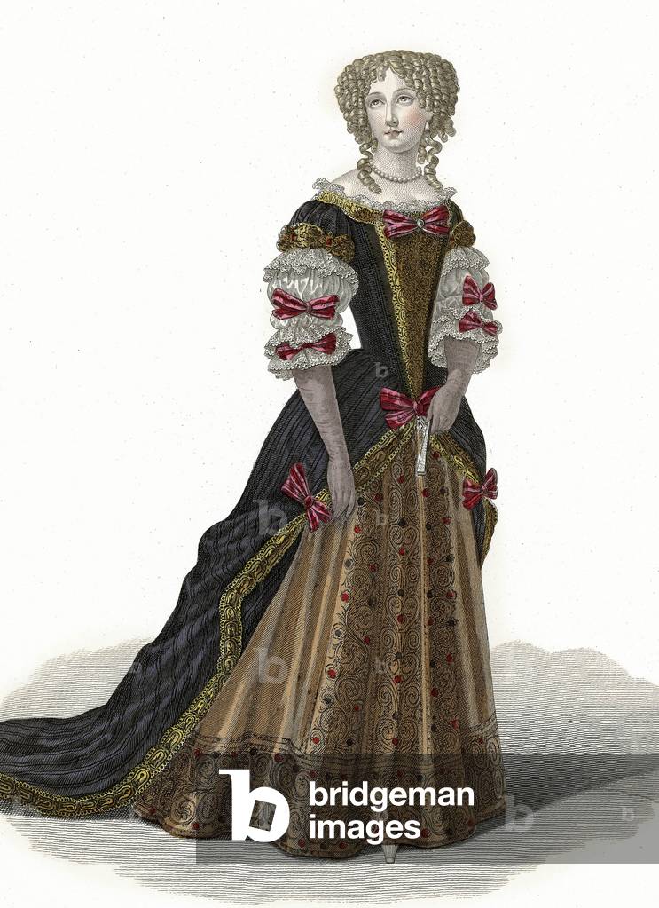 Mademoiselle de la Valliere Francoise Louise de la Baume le Blanc Duches of Vaujours (Lavalliere 1644-1710), she was the mistress of French king LouisXIV, engraving
