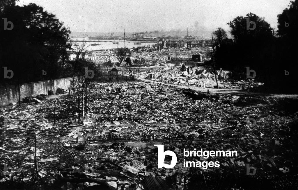 View of Yokohama (Japan) from the top of Camp Hill, Japan in september 1923 after earthquake
