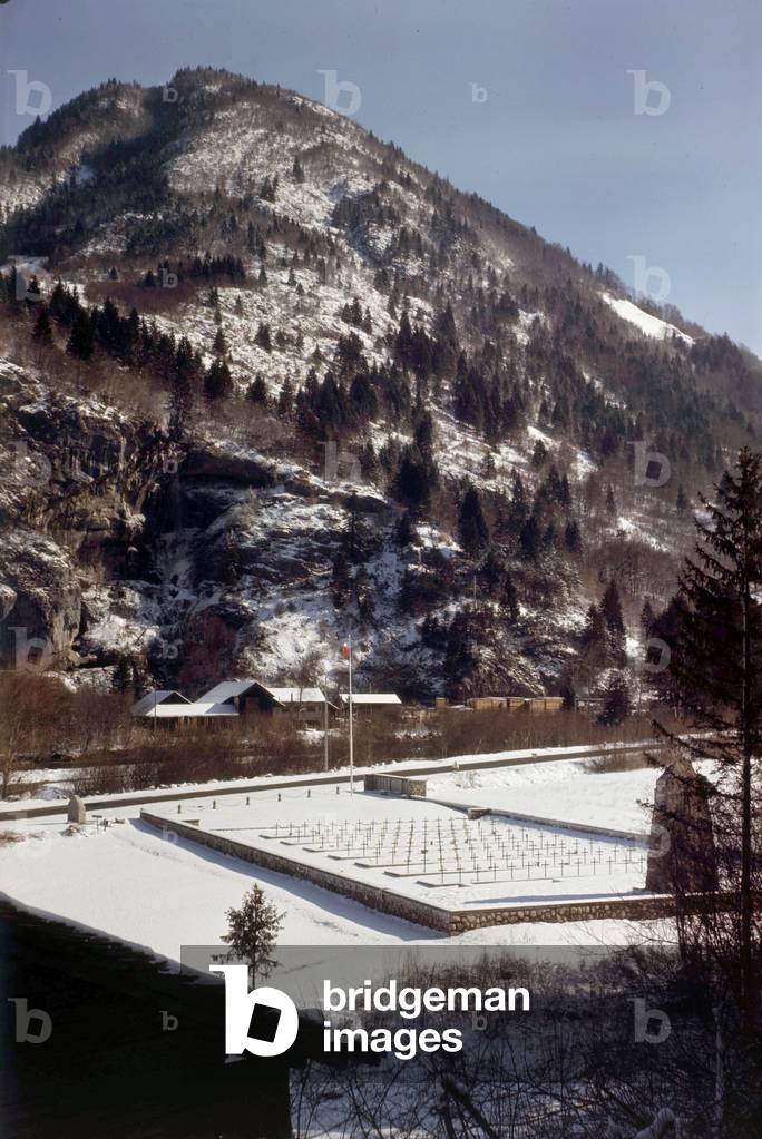 Glieres cemetery : on march 1944, 500 resistants were attacked in Glieres plateau (Alps)