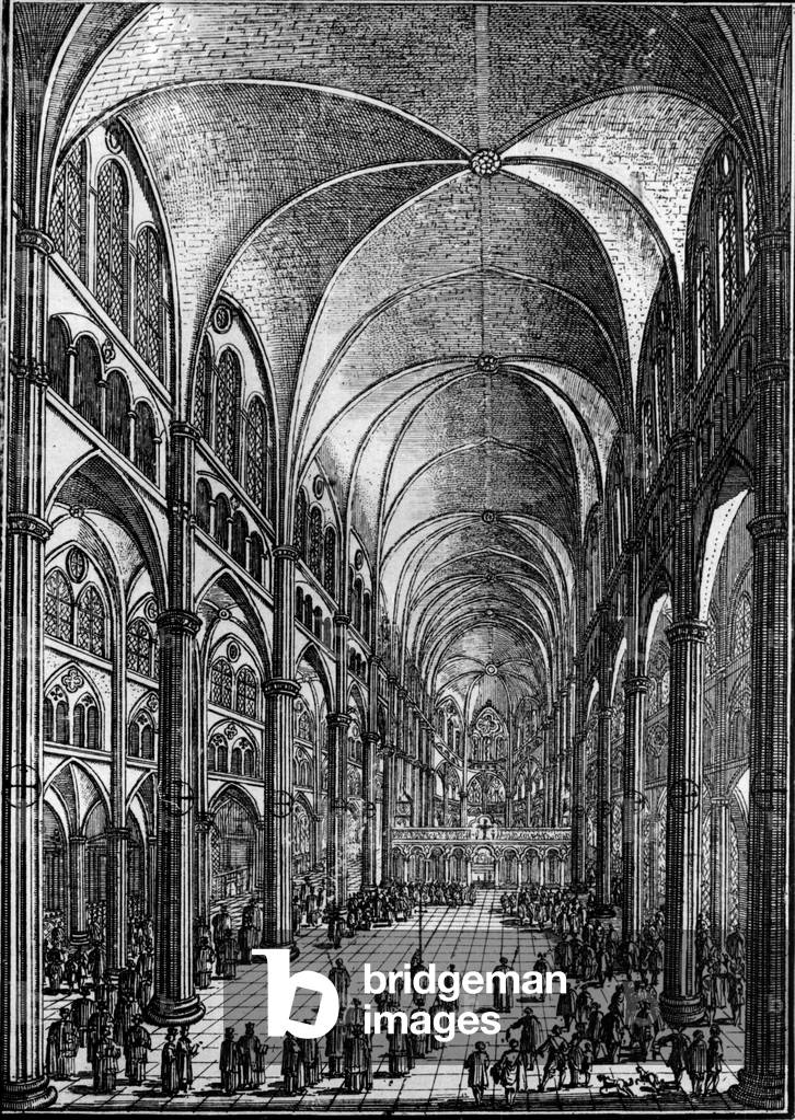 The Bourges Cathedral (13th century, gothic), France, engraving, 17th century