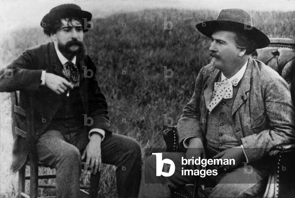 French poet Frederic Mistral (1830-1914) who get litterature nobel in1904, here with the writer Alphonse Daudet, near 1900