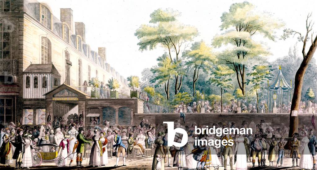 Promenade in the Turkish Garden in Paris in 1810, engraving by Jean Jazet