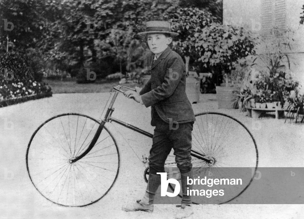 Louis Renault as a child with a bike c. 1883 (photo)