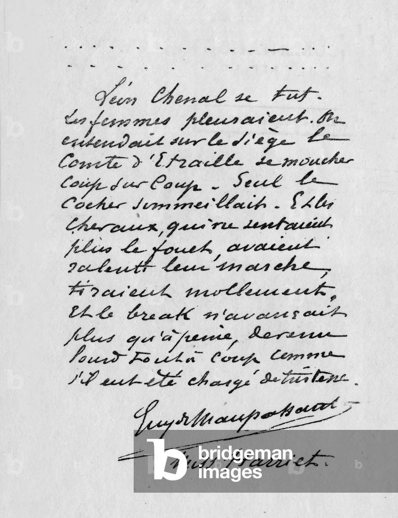 Manuscript of French writer Guy de Maupassant for his book 