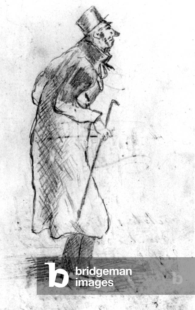 the bourgeois in frock coat, drawing by Arthur Rimbaud, late 19th century