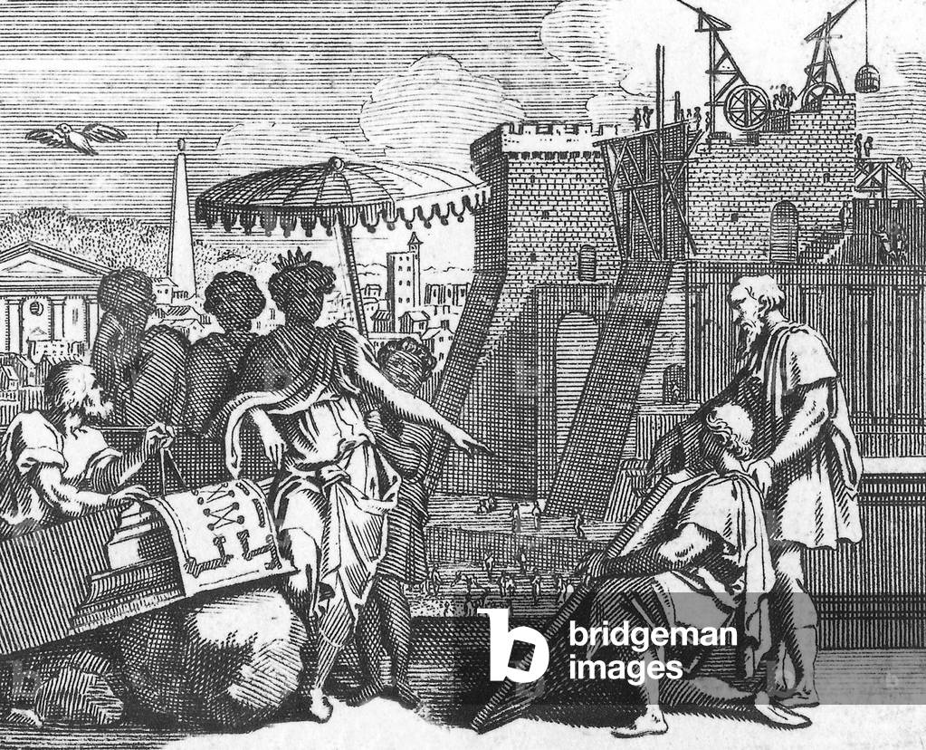 Mesopotamie legendary queen of Babylon wife of Nabuchodonosor II she made the city Babylon built Mesopotamia, engraving, 17th century
