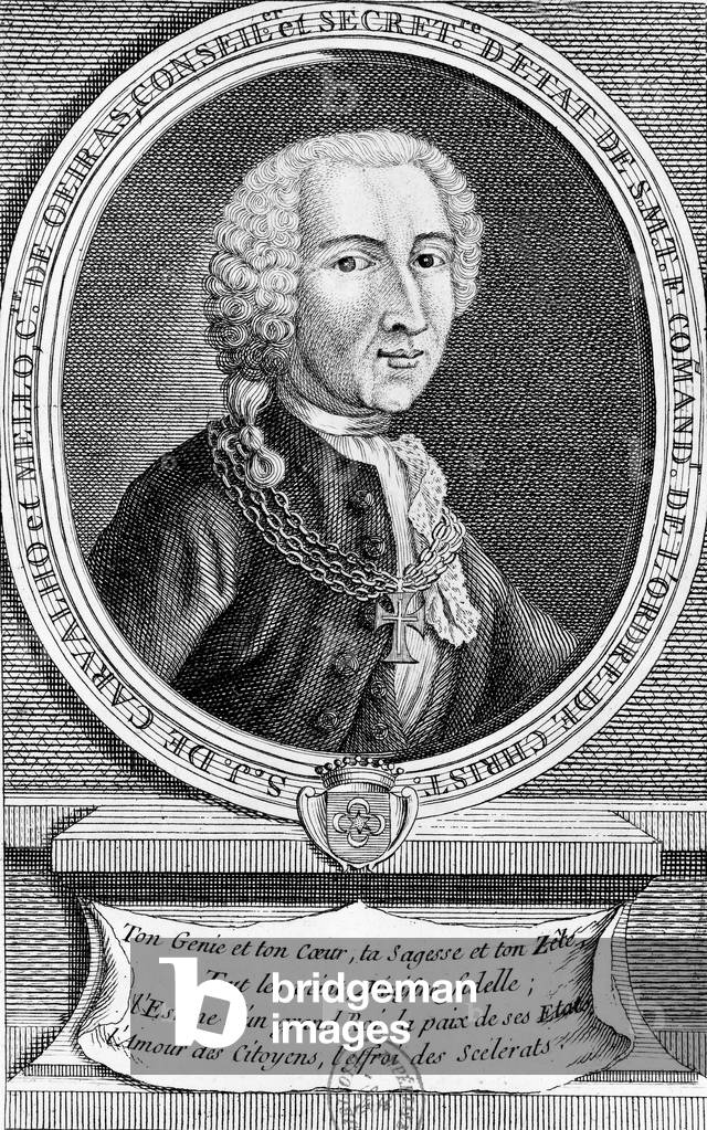 Sebastiao Jose de Carvalho e Mello, marquis of Pombal and count of Oeiras, portuguese reformer and virtual ruler of Portugal from 1750 to 1777, engraving