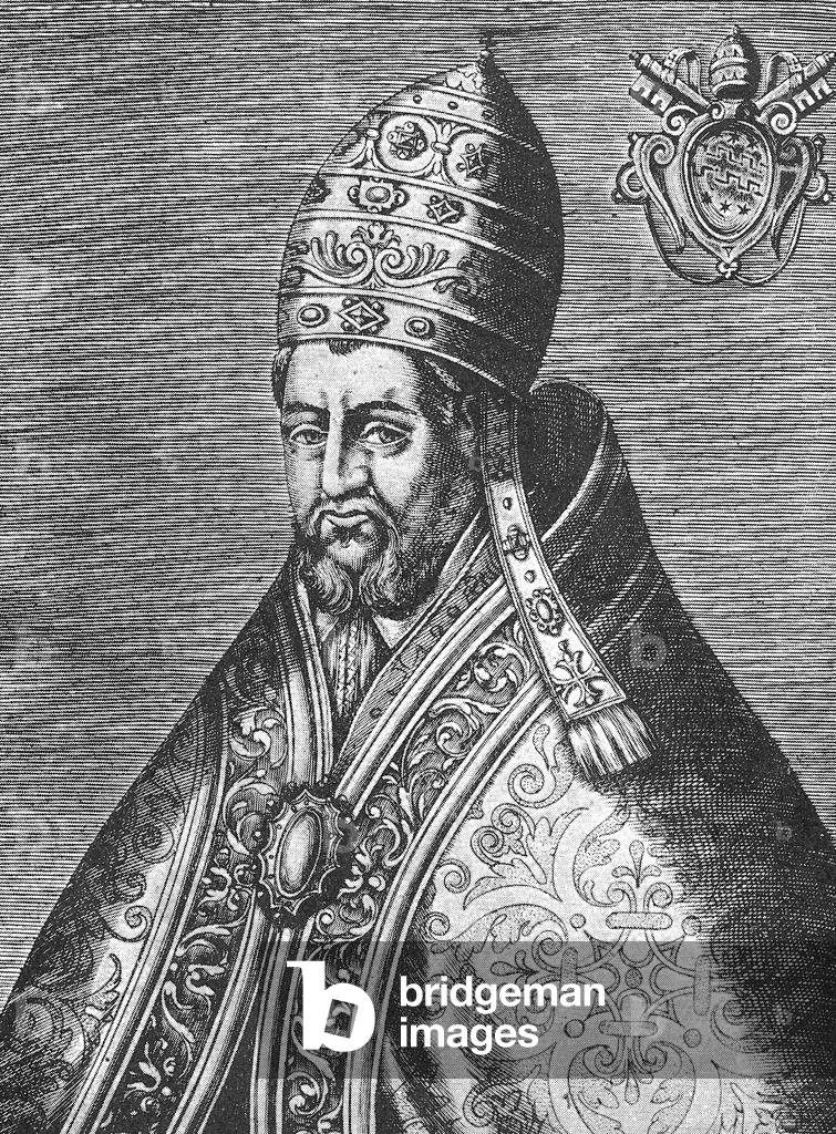 Hippolyte Aldobrandini (1536-1605) pope Clement VIII in 1592-1605, engraving