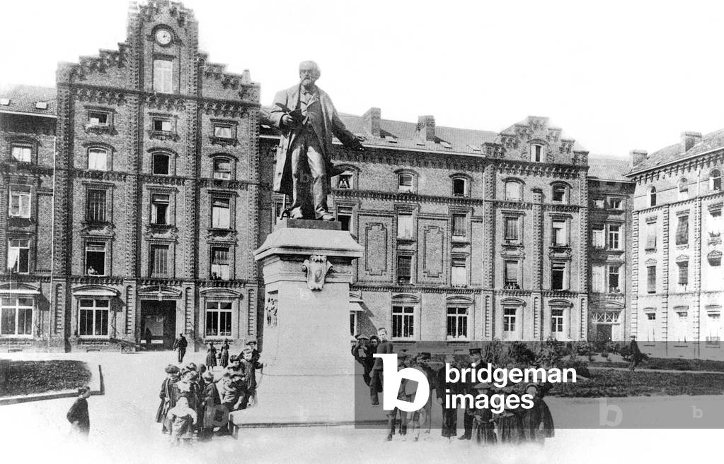 Statue of Jean Baptiste Godin (1817-1888) , founder of the Family Cooperative in Guise, France in 1856