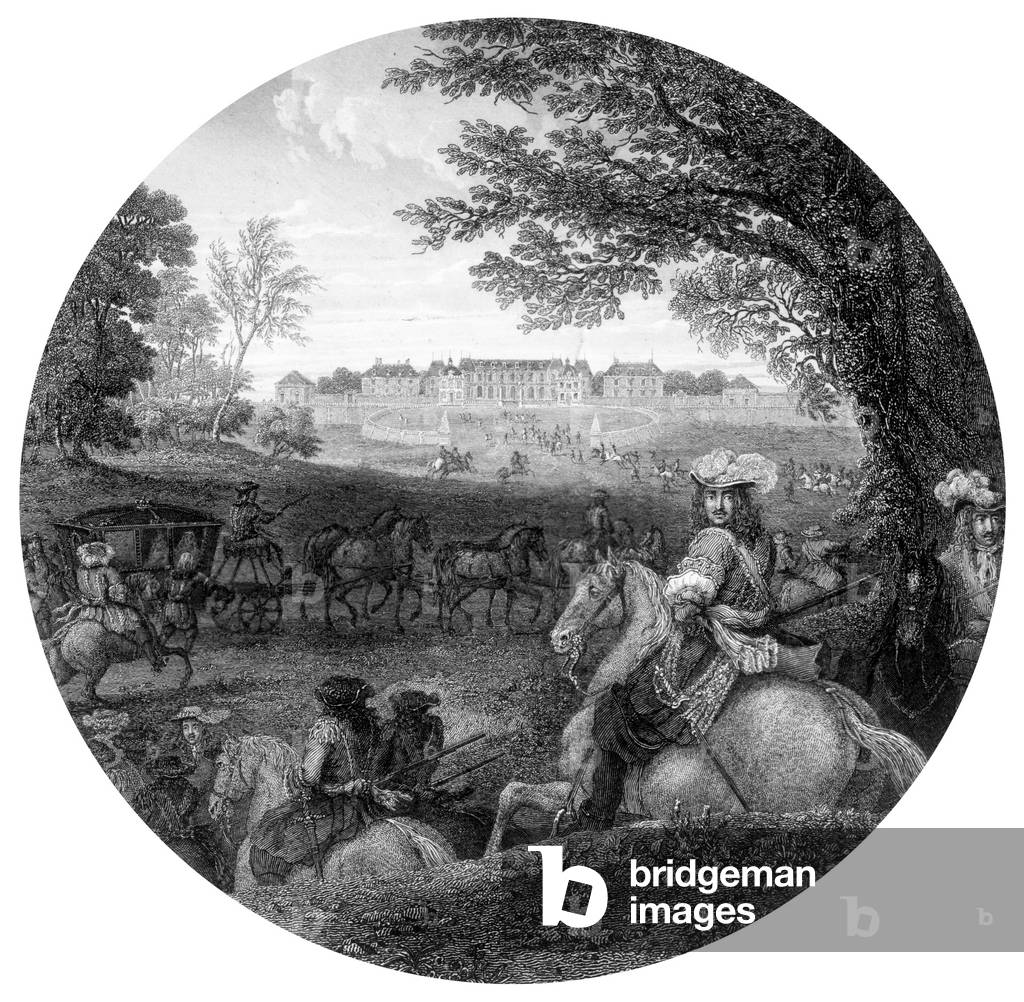View of Versailles castle, engraving by Skelton after Adam Frans van der Meulen, 1669