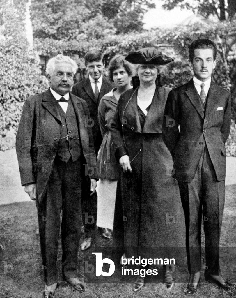 French president Alexandre Millerand (1859-1943) in family : l-r : Alexandre Millerand, his son Jacques, his daughter Alice, his wife Mrs Millerand, his son Jean
