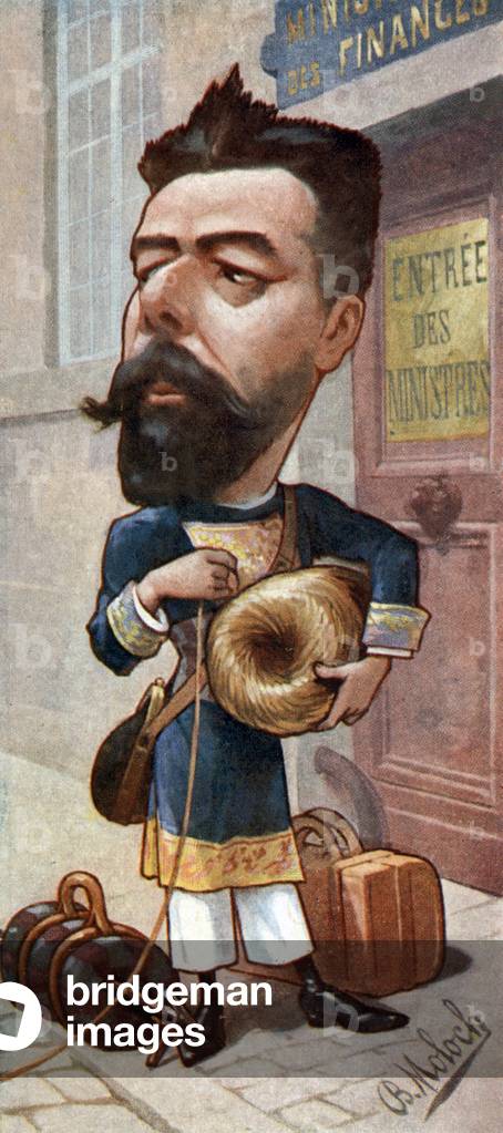 Paul Doumer (1857-1932) minister then French president in 1931-1932, cartoon by Moloch when he was minister of finances