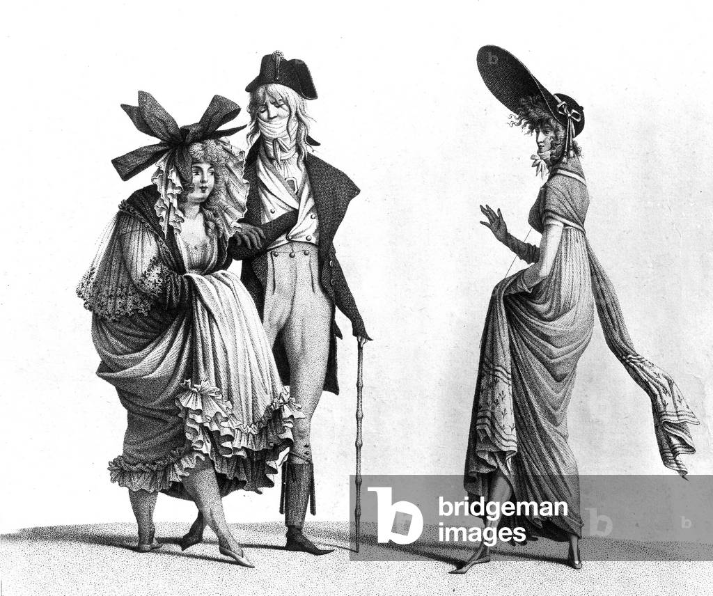 women's fashion in France, at the time of the Directoire late 18th century early 19th century, engraving