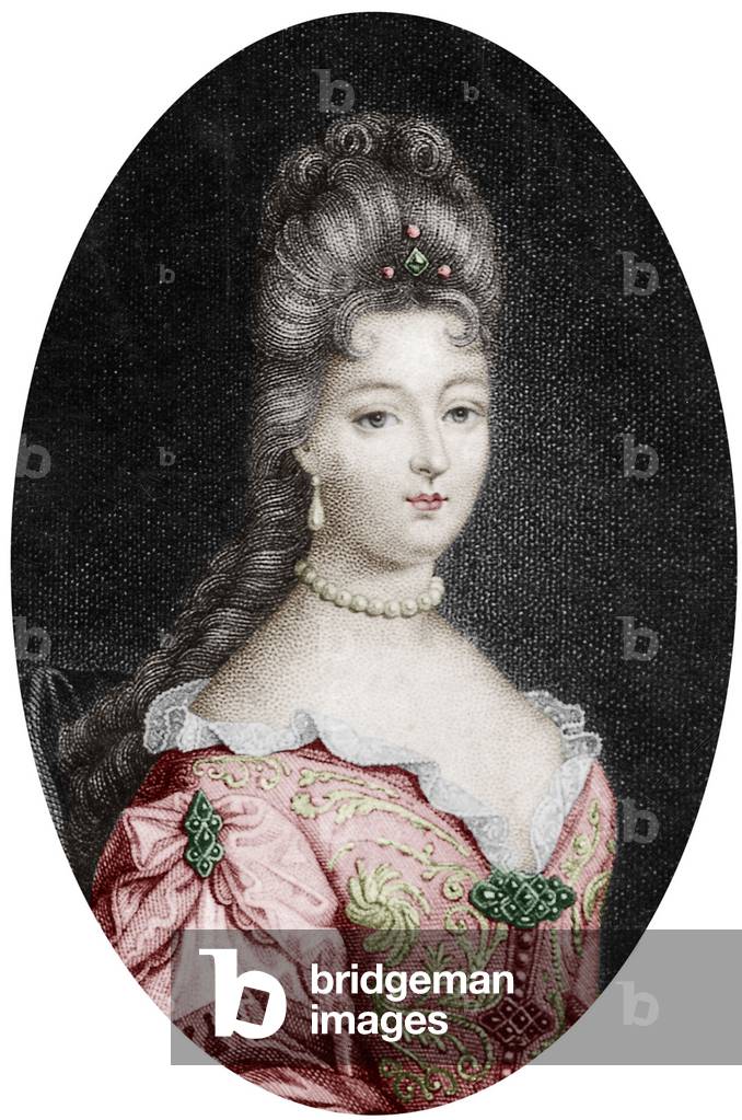 Francoise d'Aubigne (1635-1719) called Mrs de Maintenon, she was the mistress and later the morganatic wife of LouisXIV in 1683, engraving. identification of the model is late (19thcentury)