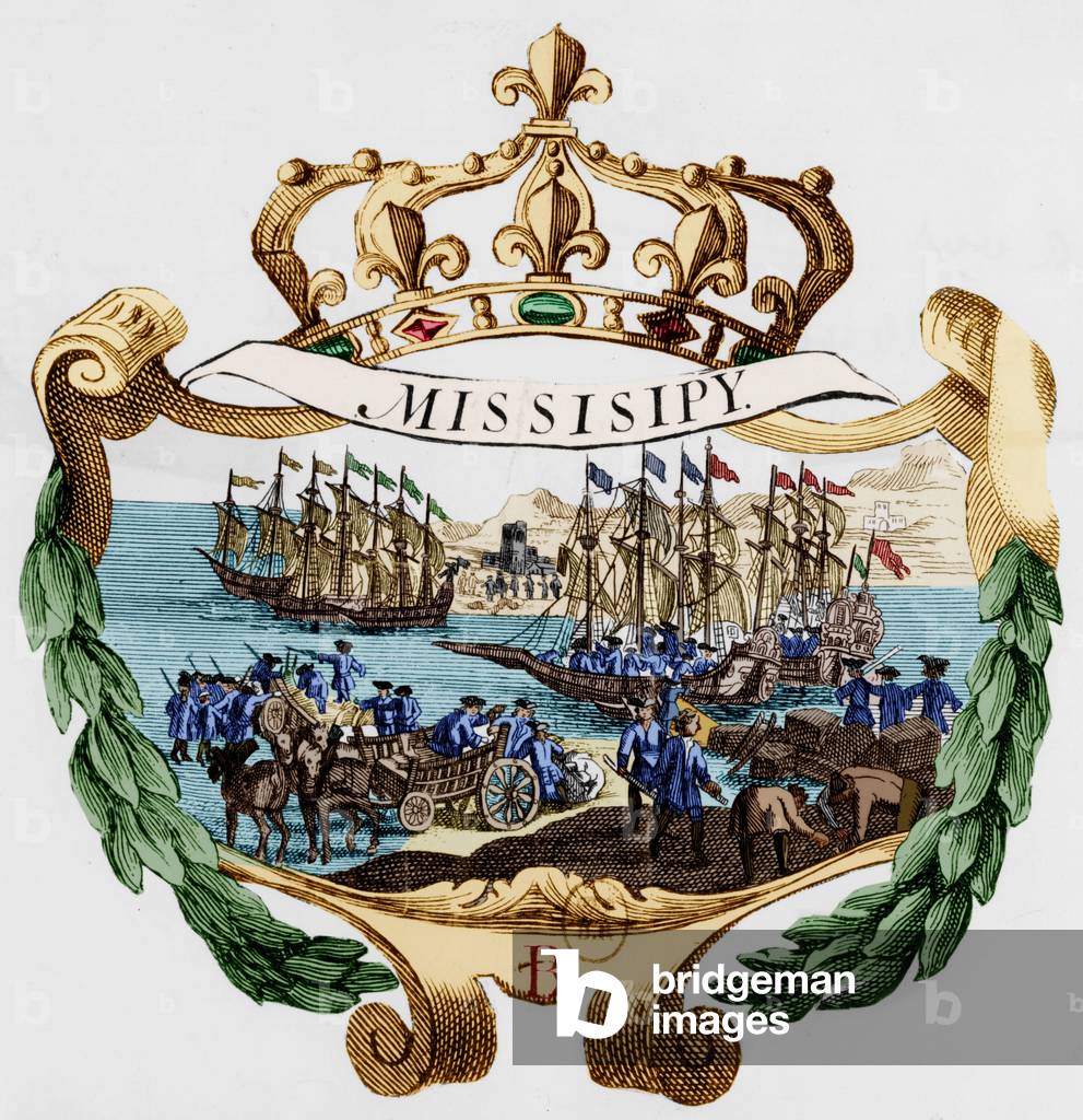 Etablissement compagnie d'Occident ou Mississippi, August 1717, engraving -