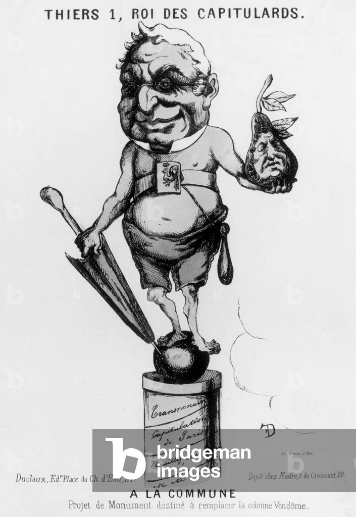 Cartoon of French president Adolphe Thiers (1797-1877), engraving