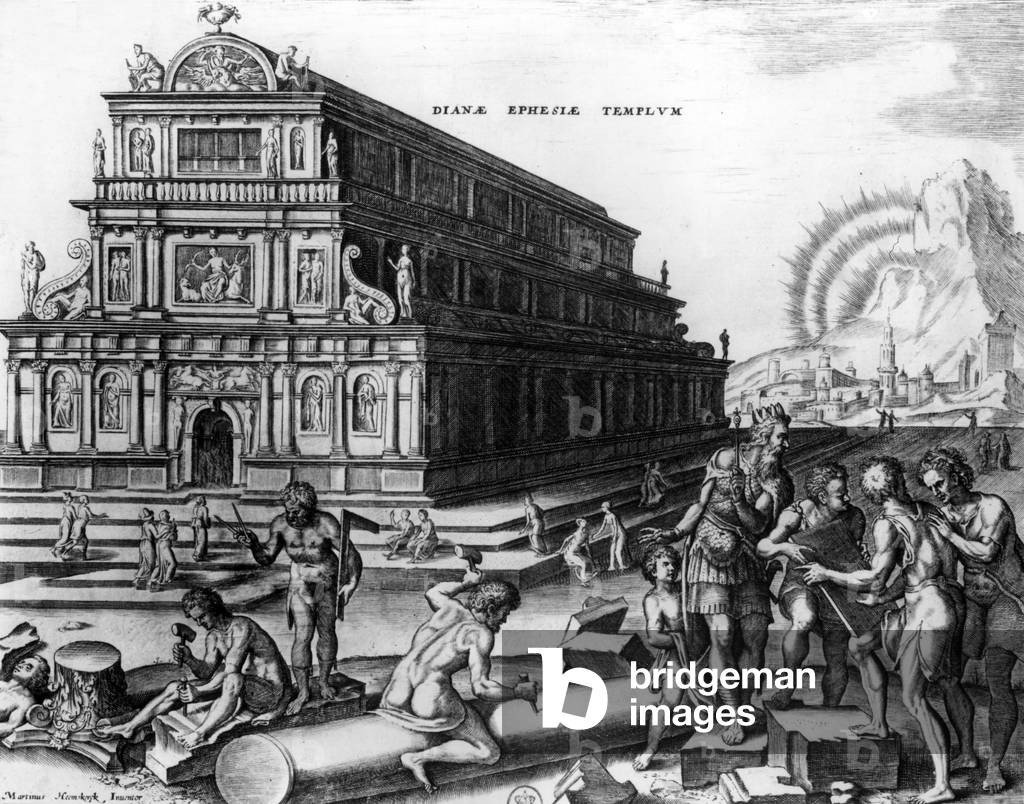 Temple of Artemisia in Ephesus as it was imaginated in 16th century, engraving by Martin van Heemskerck