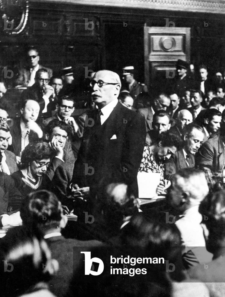 Leon Blum at the trial of Philippe Petain in Paris, 1945 (photo)