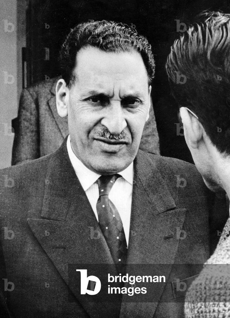 Ferhat Abbas (1899-1985) algerian nationalist he was the first president of provisional government of Algerian Republic in 1958-1960 during the war here c. 1950