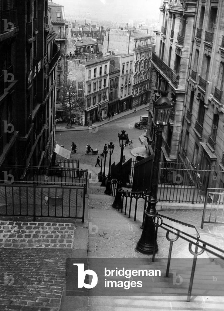 Typical staircases of the district of Montmartre in Paris