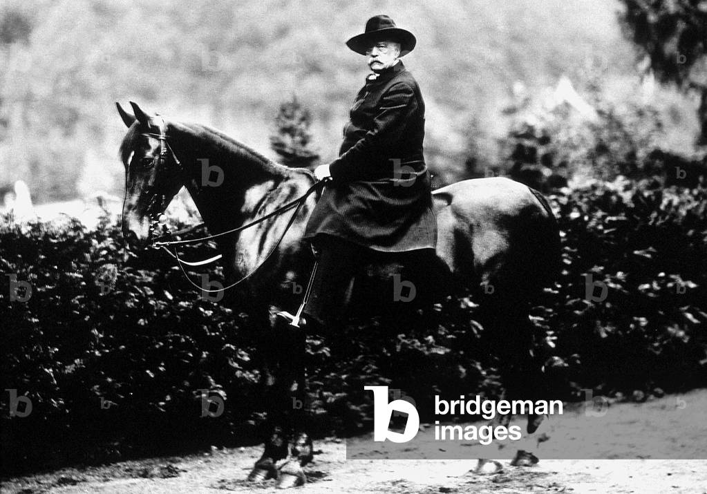 Otto von Bismarck (1815-1898) German chancellor here riding horse c. 1890 in Friedrichsruh