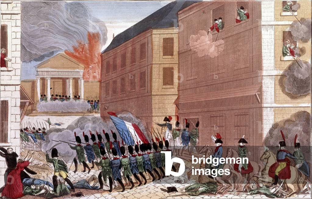 Battle and capture of Burgos november 10, 1808 army of French emperor Napoleon1st against spanish troops, engraving