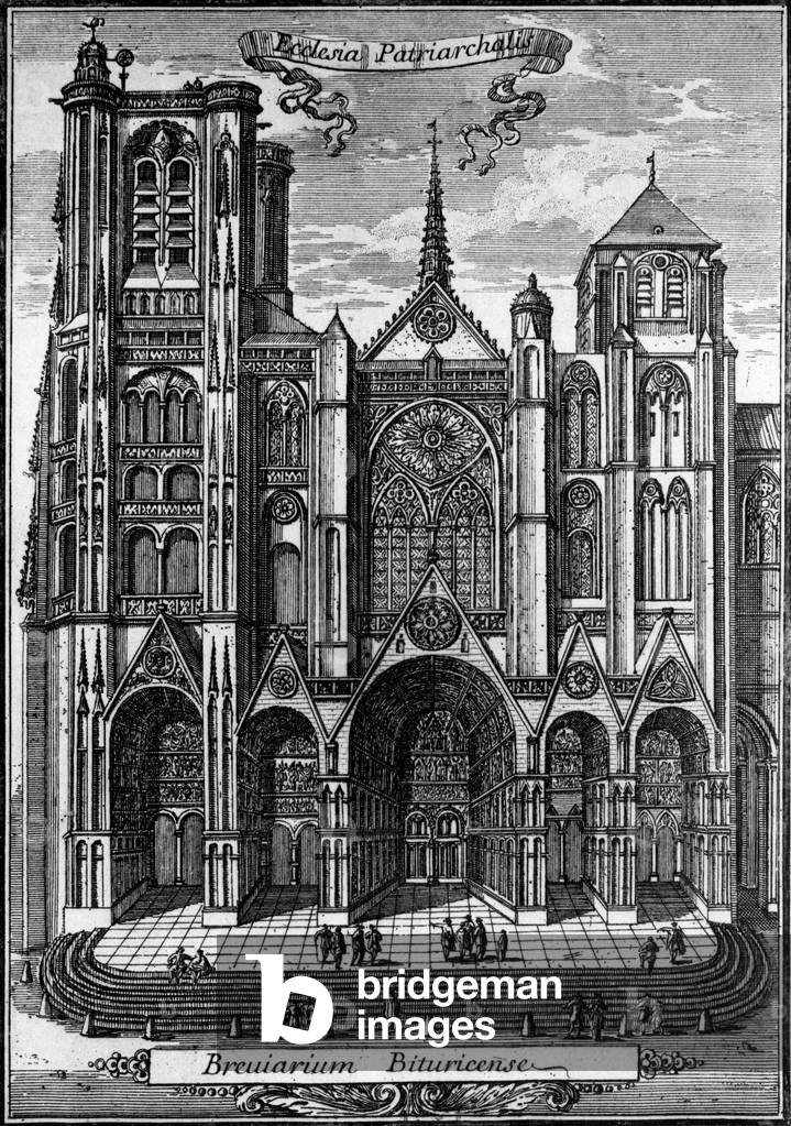The Bourges Cathedral (13th century, gothic), France, engraving, 17th century