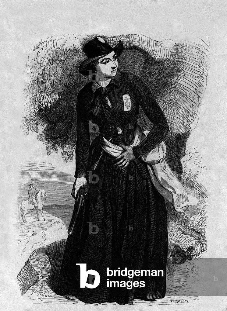 Victoire de Donnissan, marchioness of Lescure then de La Rochejaquelein (1772-1857) whe took part into wars in Vendee, engraving